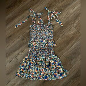 Colorful short dress with tie straps